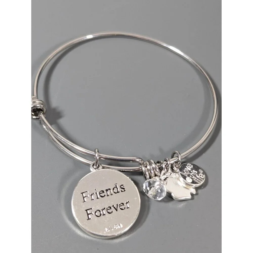 Love This Life Forever Friends Abalone Shell Heart Charm Bracelet Stacking‎ 7.5